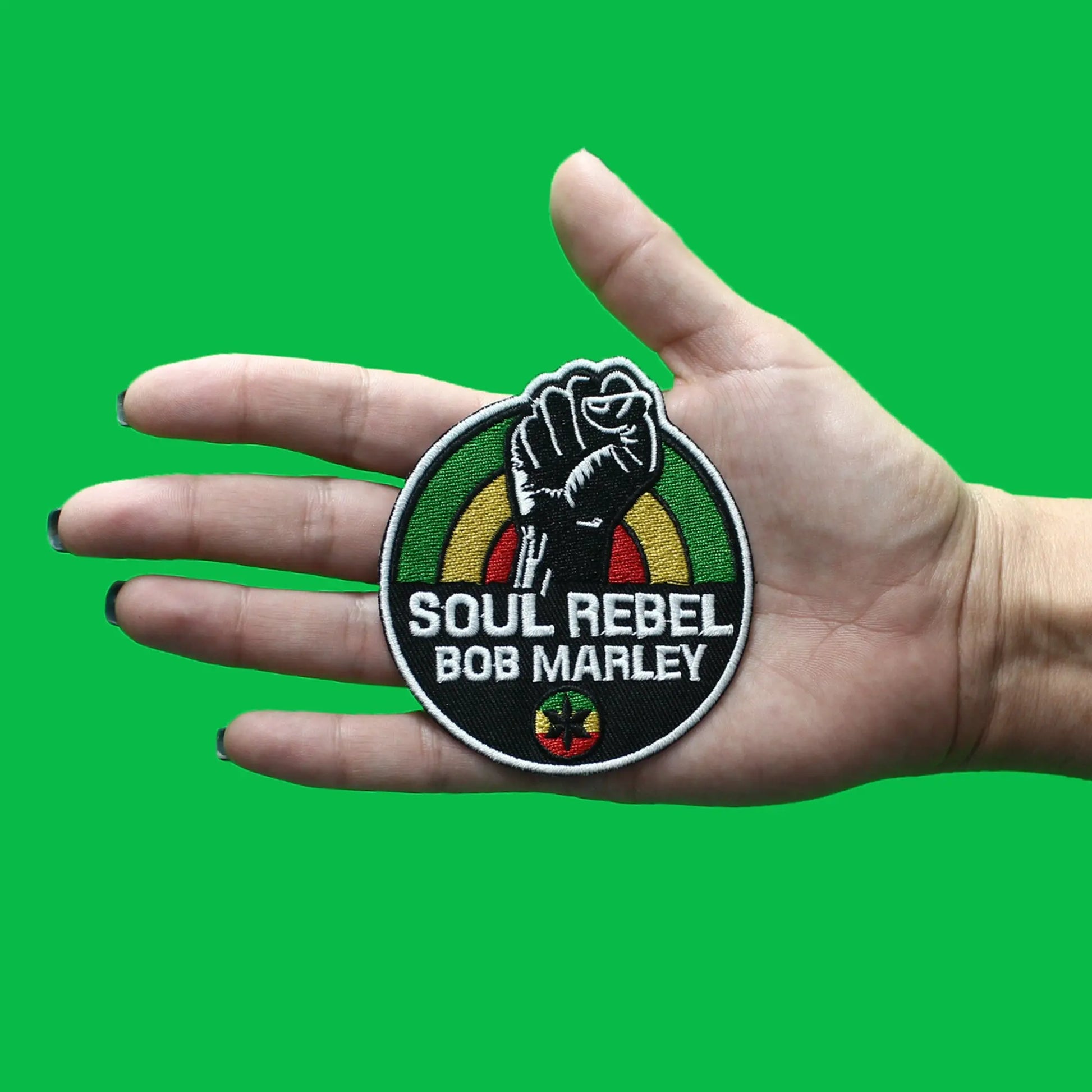 Bob Marley Soul Rebel Fist Patch Jamaican Reggae Artist Embroidered Iron On