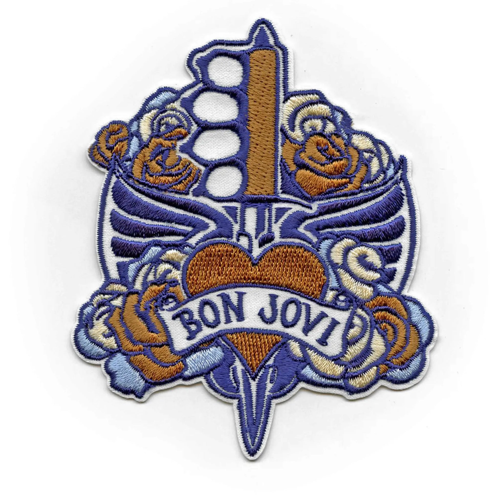 Bon Jovi Blue Heart Dagger Patch Wings Roses Embroidered Iron On