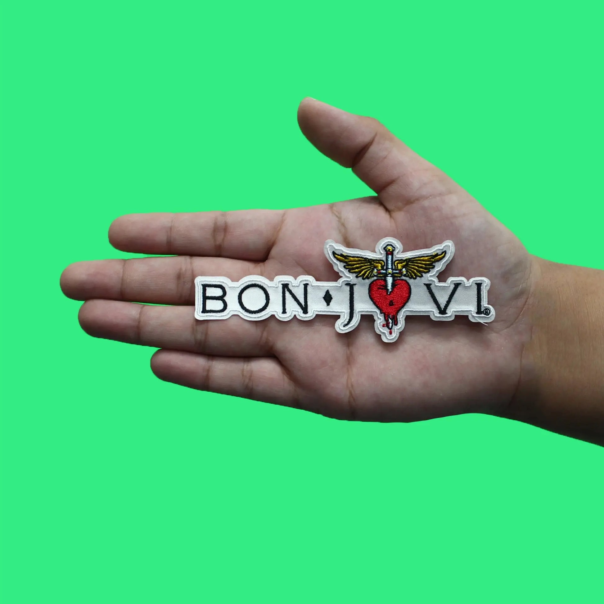 Bon Jovi Logo Patch Daggered Heart Embroidered Iron On