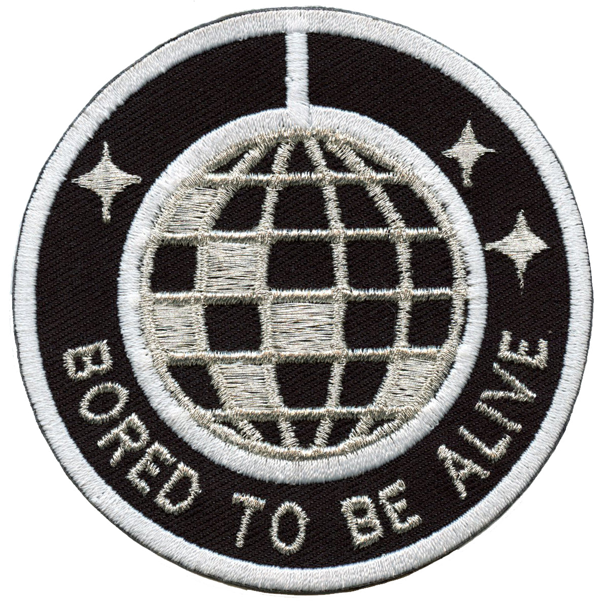 Bored To Be Alive Disco Ball Round Embroidered Iron On Patch 