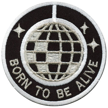 Born To Be Alive Disco Ball Round Embroidered Iron On Patch 