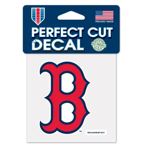 Boston Red Sox Alternate Team Logo with Blue Border Perfect Cut Decal 4" x 4" (Colored) 