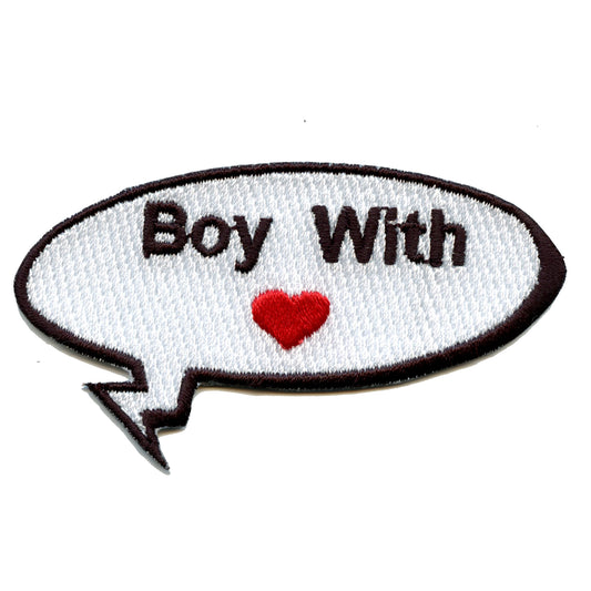 "Boy With Love" Word Bubble Embroidered Iron On Patch 