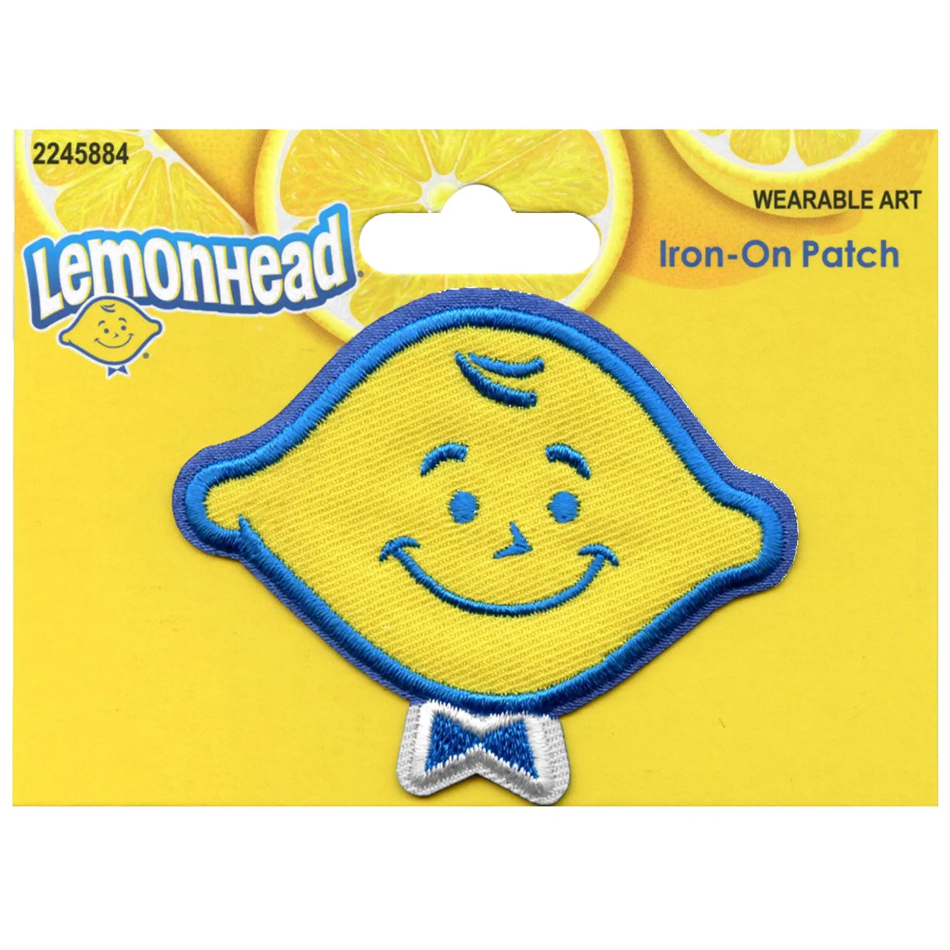 LemonHead Smiling Logo Candy Patch Sour Yellow Bowtie Embroidered Iron On