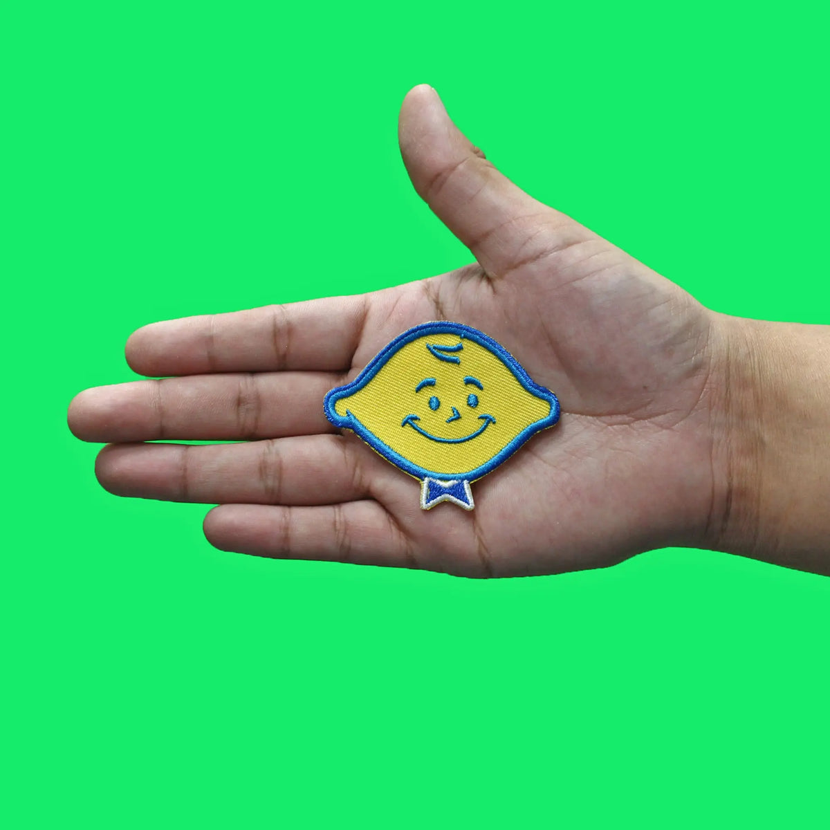 Lemonheads Sticker LemonHead Smiling Logo Candy Patch Sour Yellow Bowtie – Patch Collection