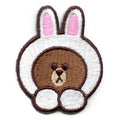 Line Friends Bear Brown Patch Bunny Hat Embroidered Iron On 