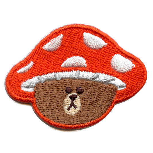 Line Friends Bear Brown Patch Mushroom Hat Embroidered Iron On 