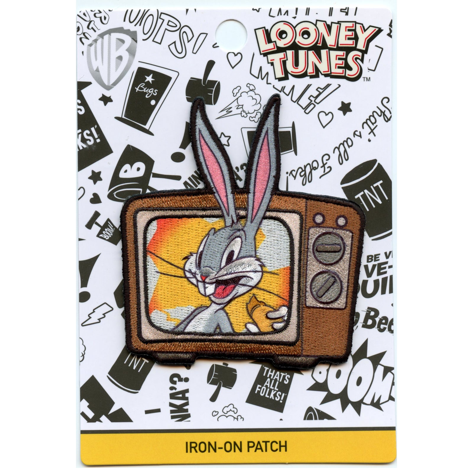 Official Classic Bugs Bunny In TV Eating A Carrot Embroidered Iron On Patch 