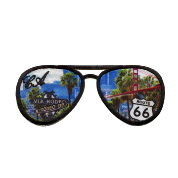 California Landmarks Sunglasses Patch Golden State Travel Embroidered Iron On 
