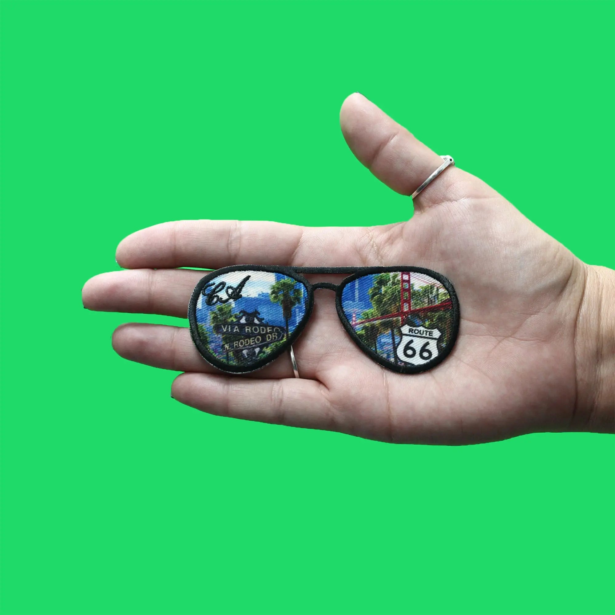 California Landmarks Sunglasses Patch Golden State Travel Embroidered Iron On 