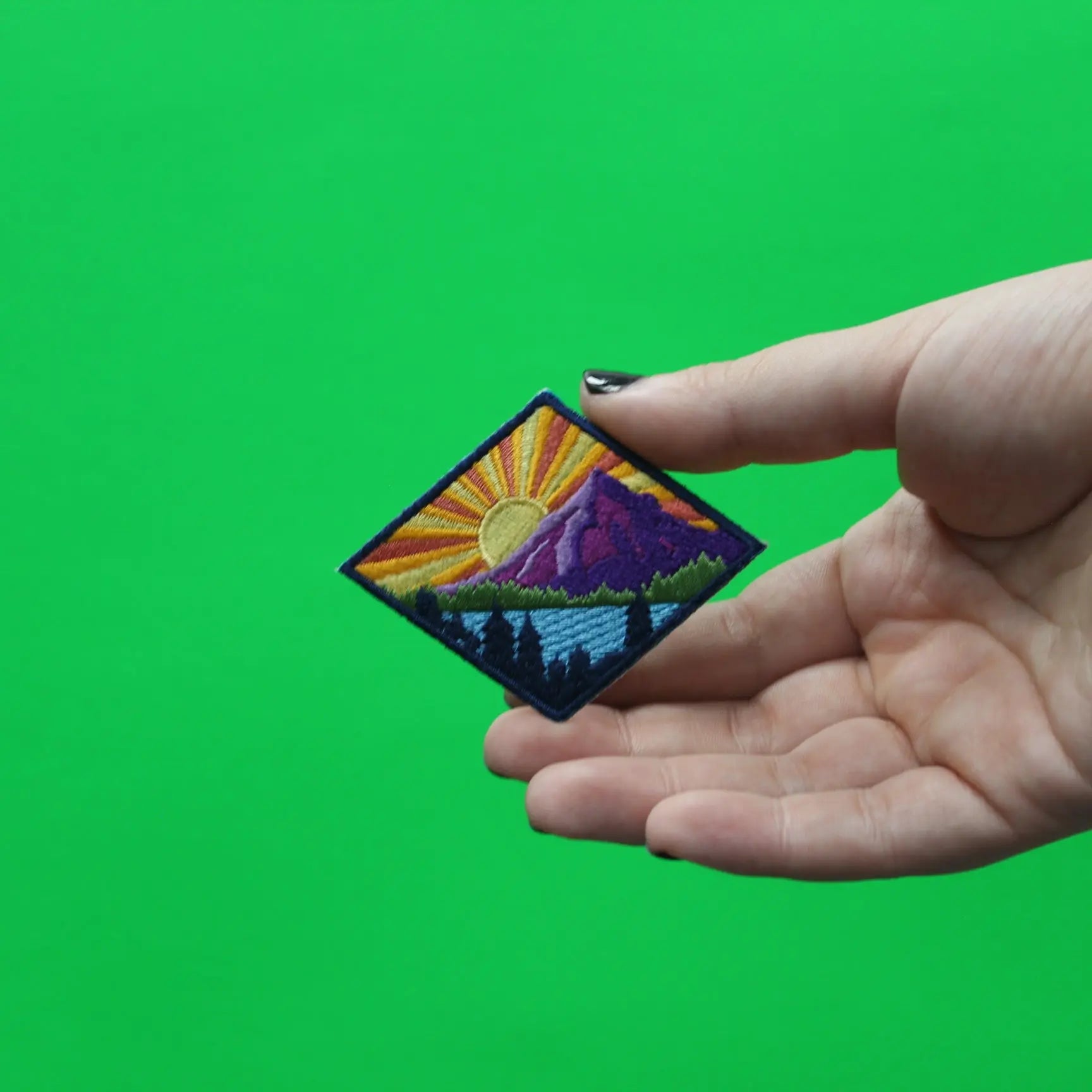 Call Of The Wild Art Mountain Scene Embroidered Iron On Patch