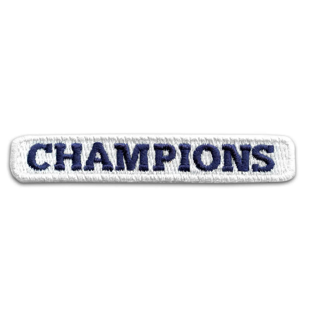 Champions White Blue Box Logo Iron On Jersey Sleeve Patch