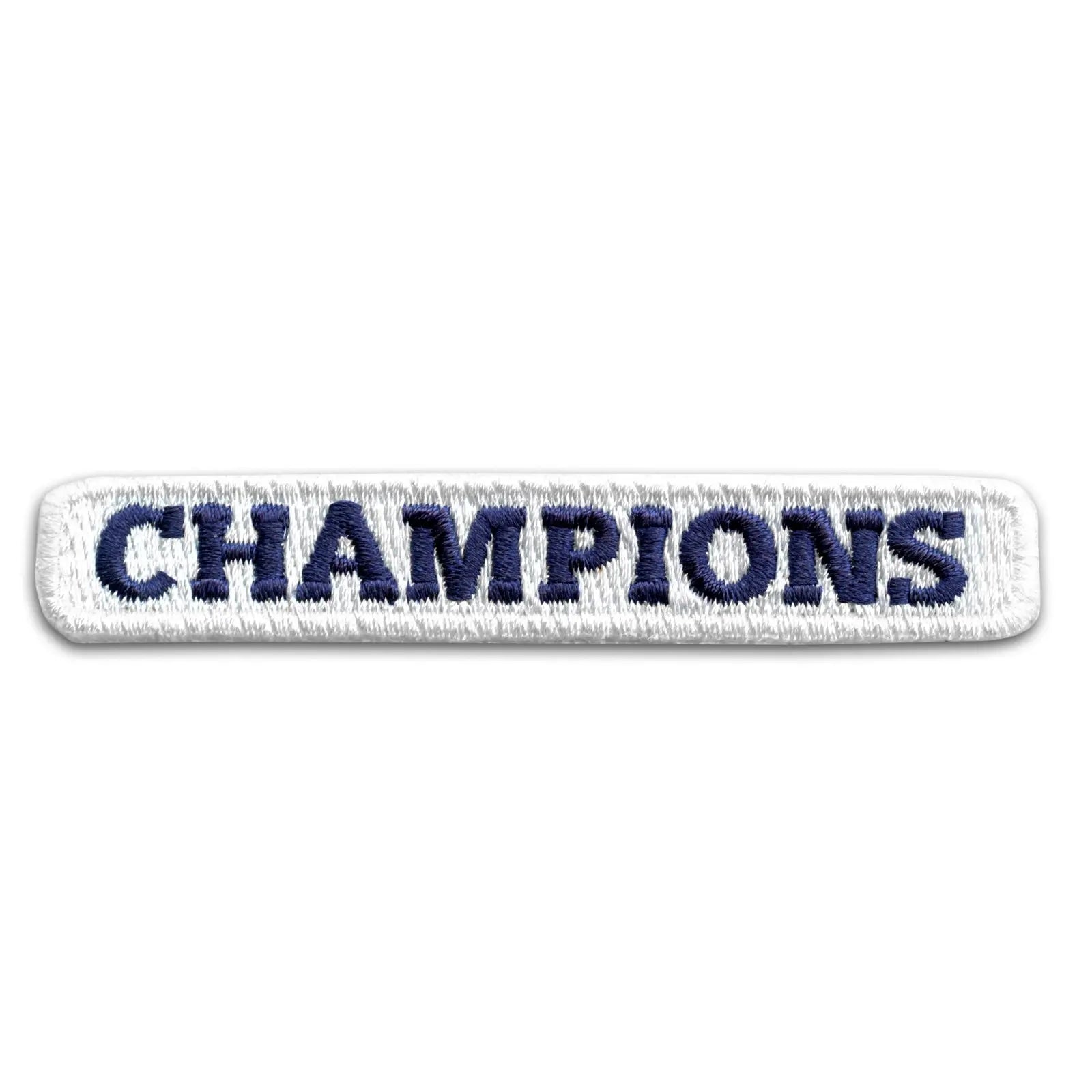 Champions White Blue Box Logo Iron On Jersey Sleeve Patch