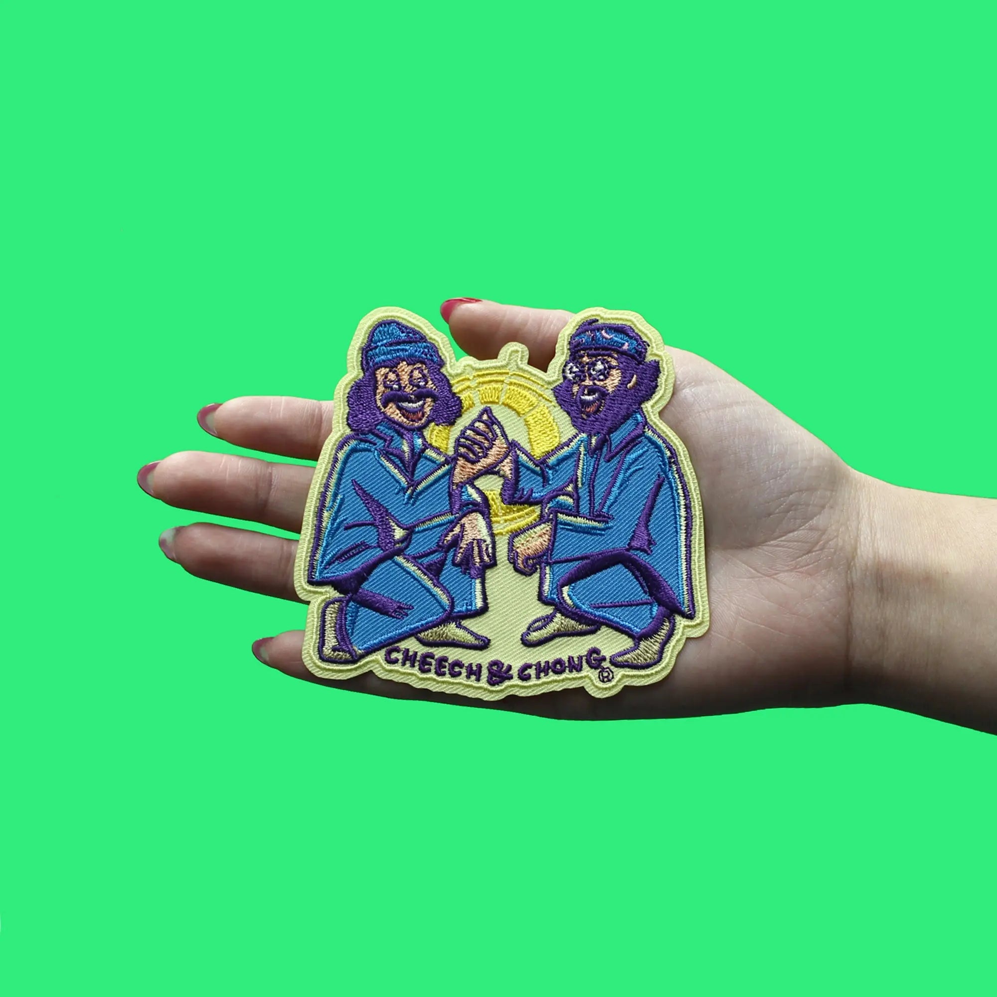 Cheech & Chong Handshake Patch Hippy Stoner Comedians Embroidered Iron On
