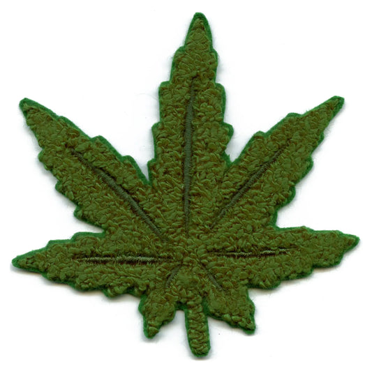 Marijuana Weed Leaf Chenille Patch Smoke Stoner Medicinal Sew On