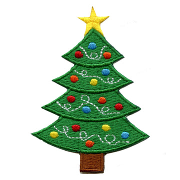 Decorated Christmas Tree Embroidered Iron On Patch 