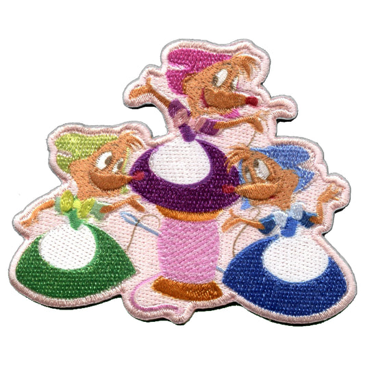 Official Cinderella Mary, Suzy, and Perla On Spool Embroidered Iron On Applique Patch 