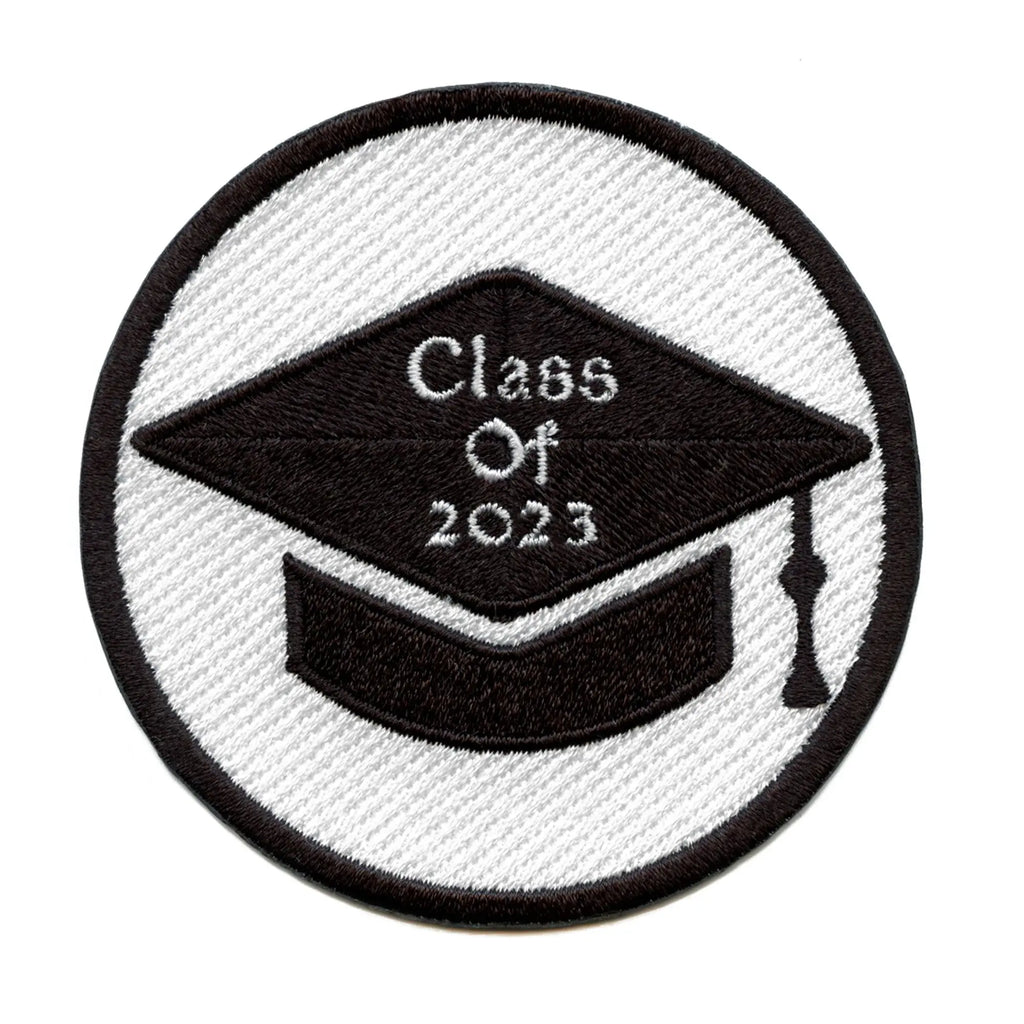 Class Of 2023 Patch Script In Graduation Cap Round Embroidered Iron On