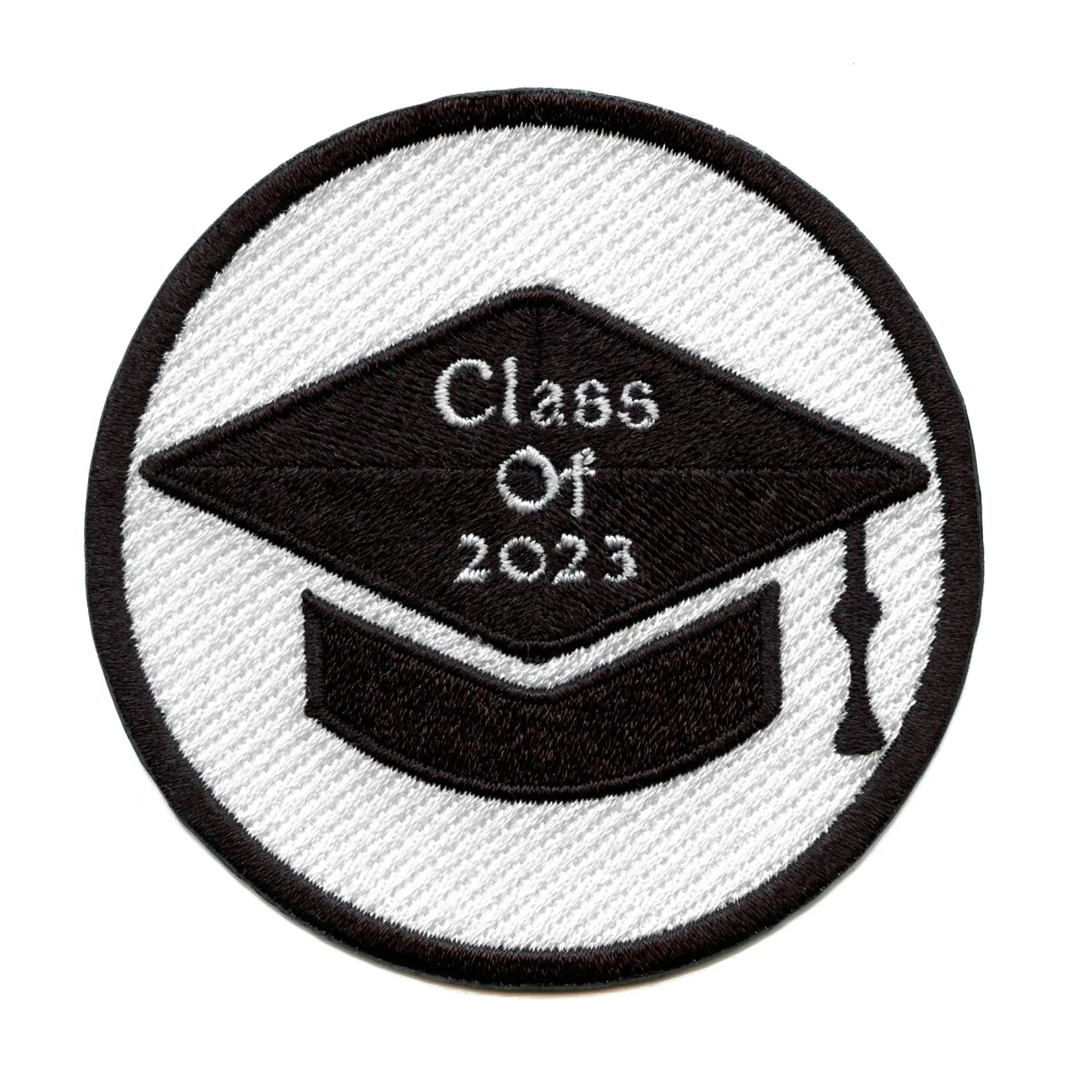 Class Of 2023 Patch Script In Graduation Cap Round Embroidered Iron On