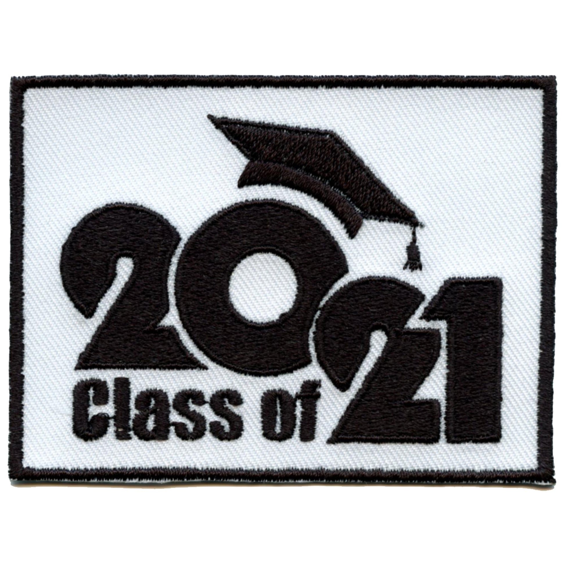 Class Of 2021 Script with Graduation Cap Embroidered Iron On Patch 