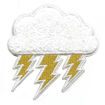 Enchanted Chenille Lightning Cloud Patch Mother Nature Embroidered Iron On 