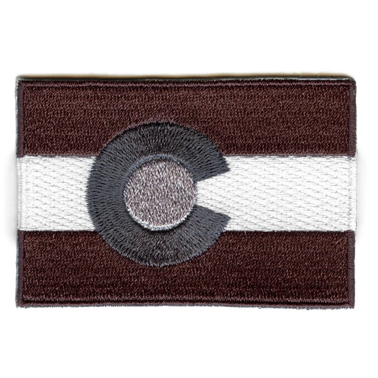 Colorado State Flag Grayscale Embroidered Iron On Patch 