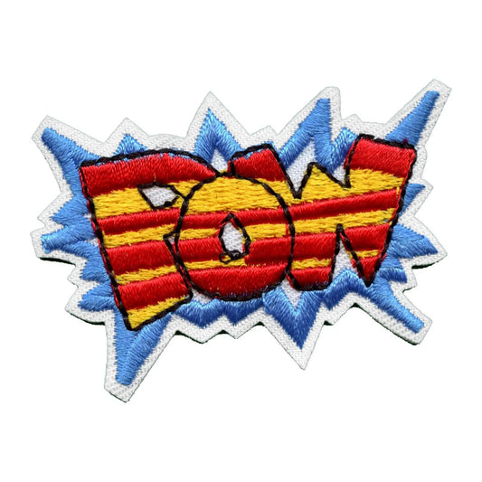 Comic Book "POW" Script Embroidered Iron On Patch 