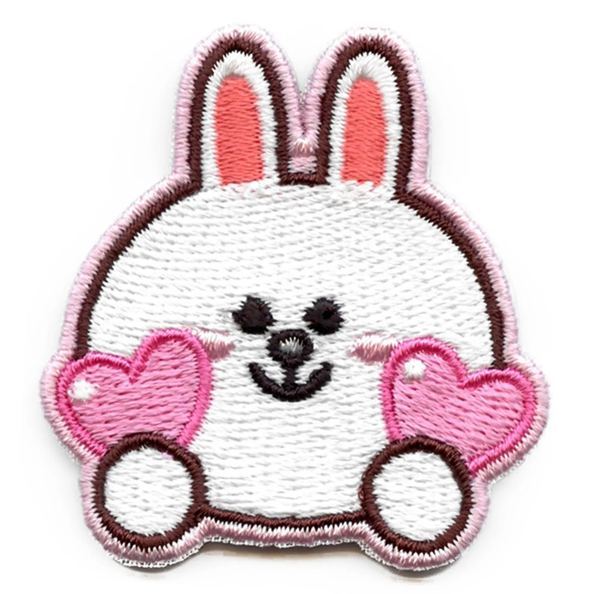 Line Friends Bunny Cony Patch Holding Hearts Embroidered Iron On 