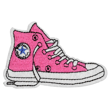 Pink High Top Sneaker Embroidered Iron On Patch 