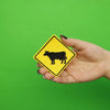 Cow Crossing Yellow Street Sign Embroidered Iron On Patch 