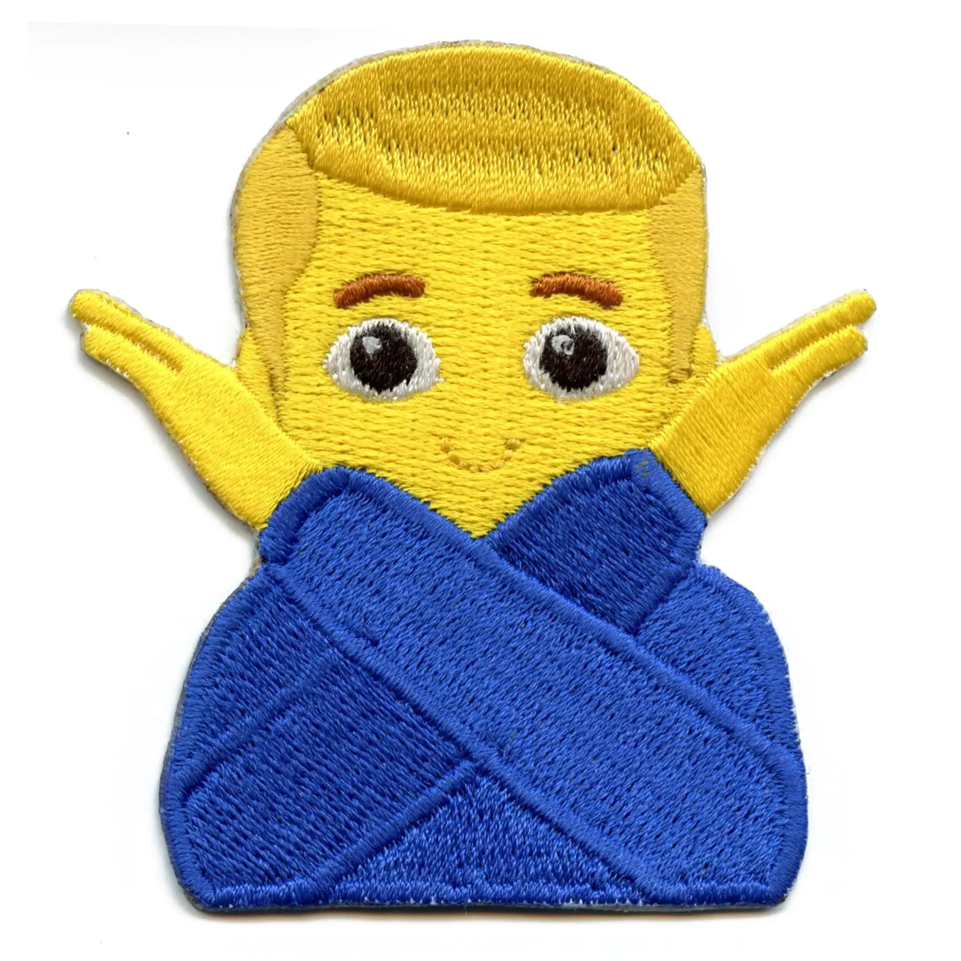 Crossed Arms Yellow Man Emoji Embroidered Iron On Patch 