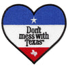Don't Mess With Texas Patch Heart Shape Embroidered Iron On 
