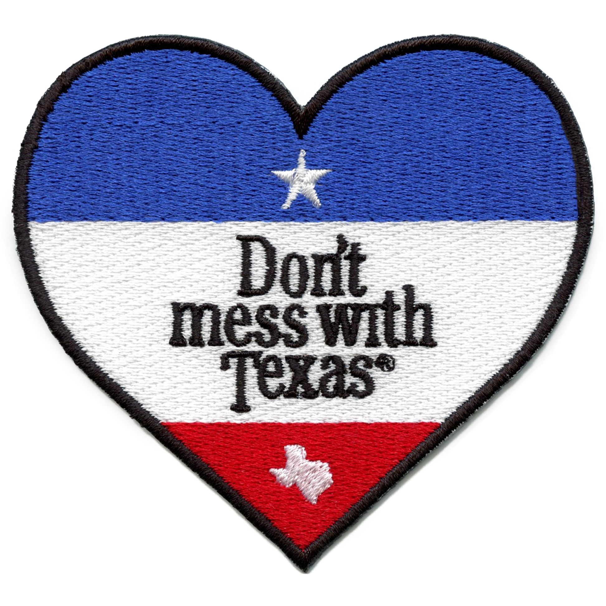 Don't Mess With Texas Patch Heart Shape Embroidered Iron On 