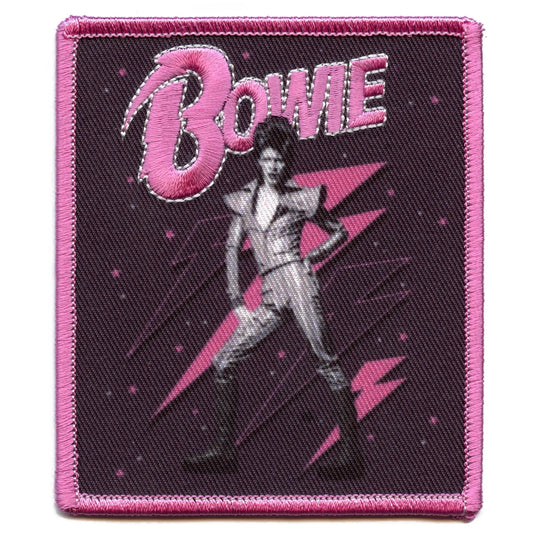 Official David Bowie Patch Pink Bolts Embroidered Iron On 