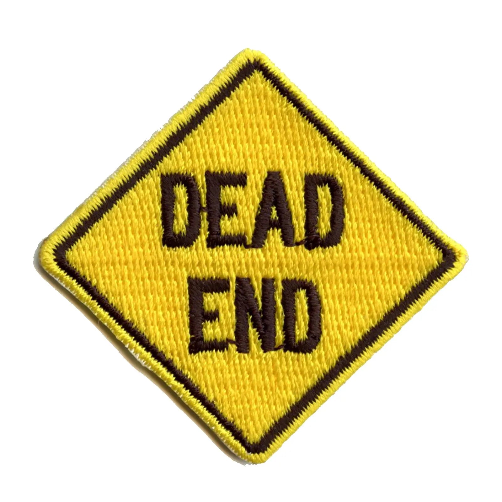 Dead End Yellow Street Sign Embroidered Iron On Patch 