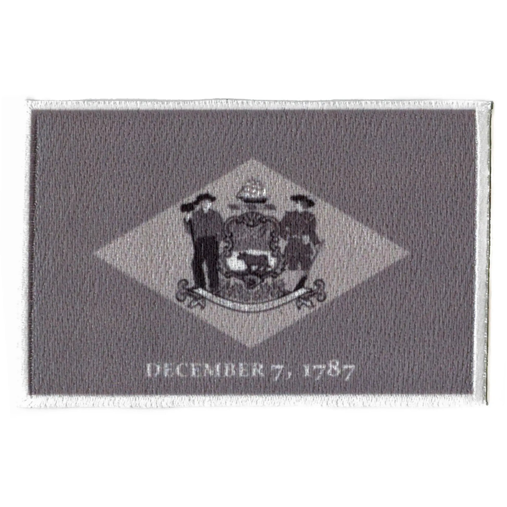 Delaware Patch State Flag Grayscale Embroidered Iron On 