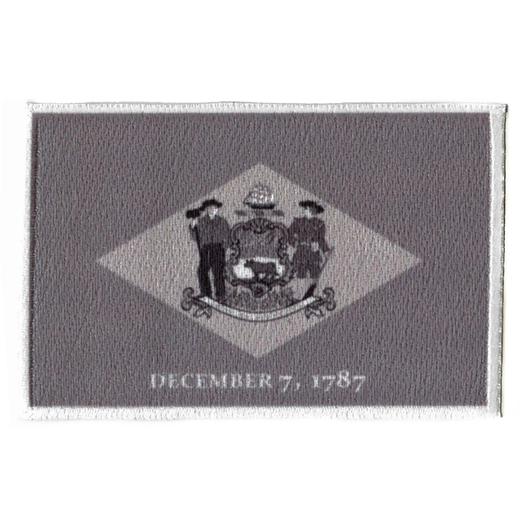 Delaware Patch State Flag Grayscale Embroidered Iron On 