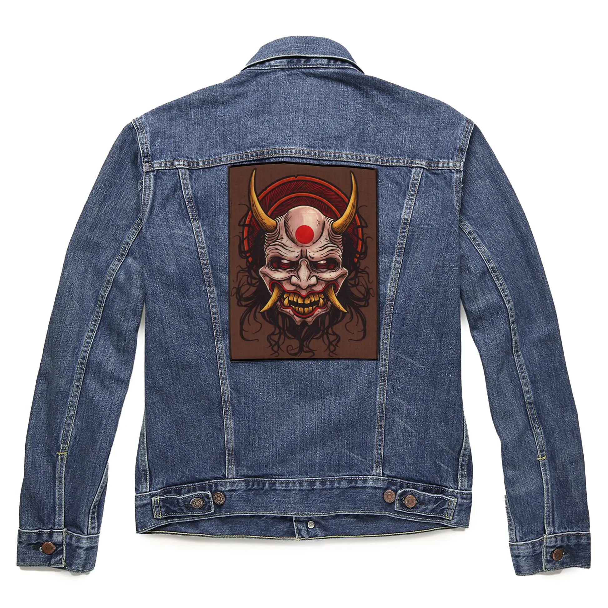 Horned Evil Demon Samurai FotoPatch Jacket XL Embroidered Iron On 