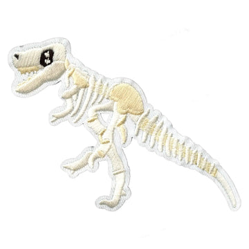 T-Rex White Skeleton Fossil Embroidered Iron on Patch 