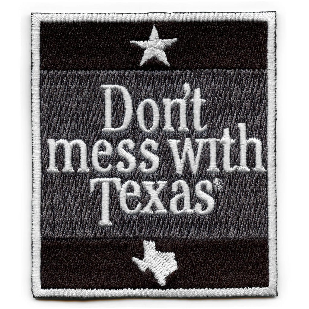 Don't Mess With Texas Patch Grayscale Box Logo Embroidered Iron On
