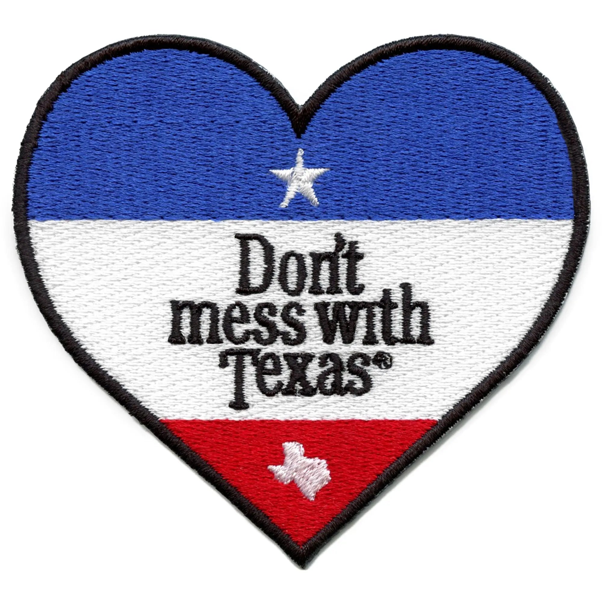 Don't Mess With Texas Patch Heart Shape Embroidered Iron On