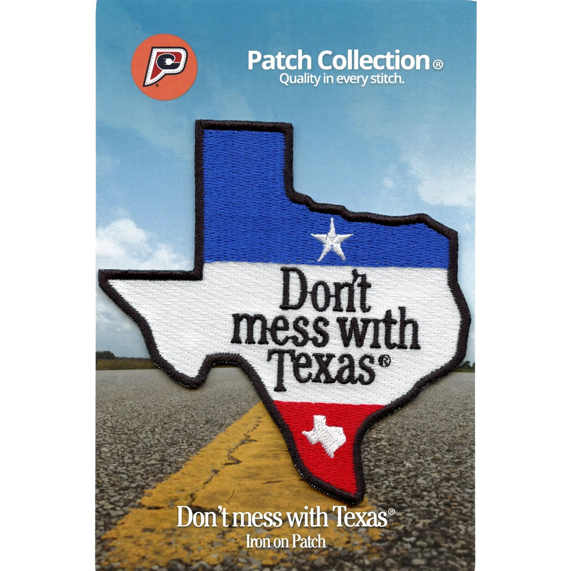 Don't Mess With Texas Patch State Shape Embroidered Iron On