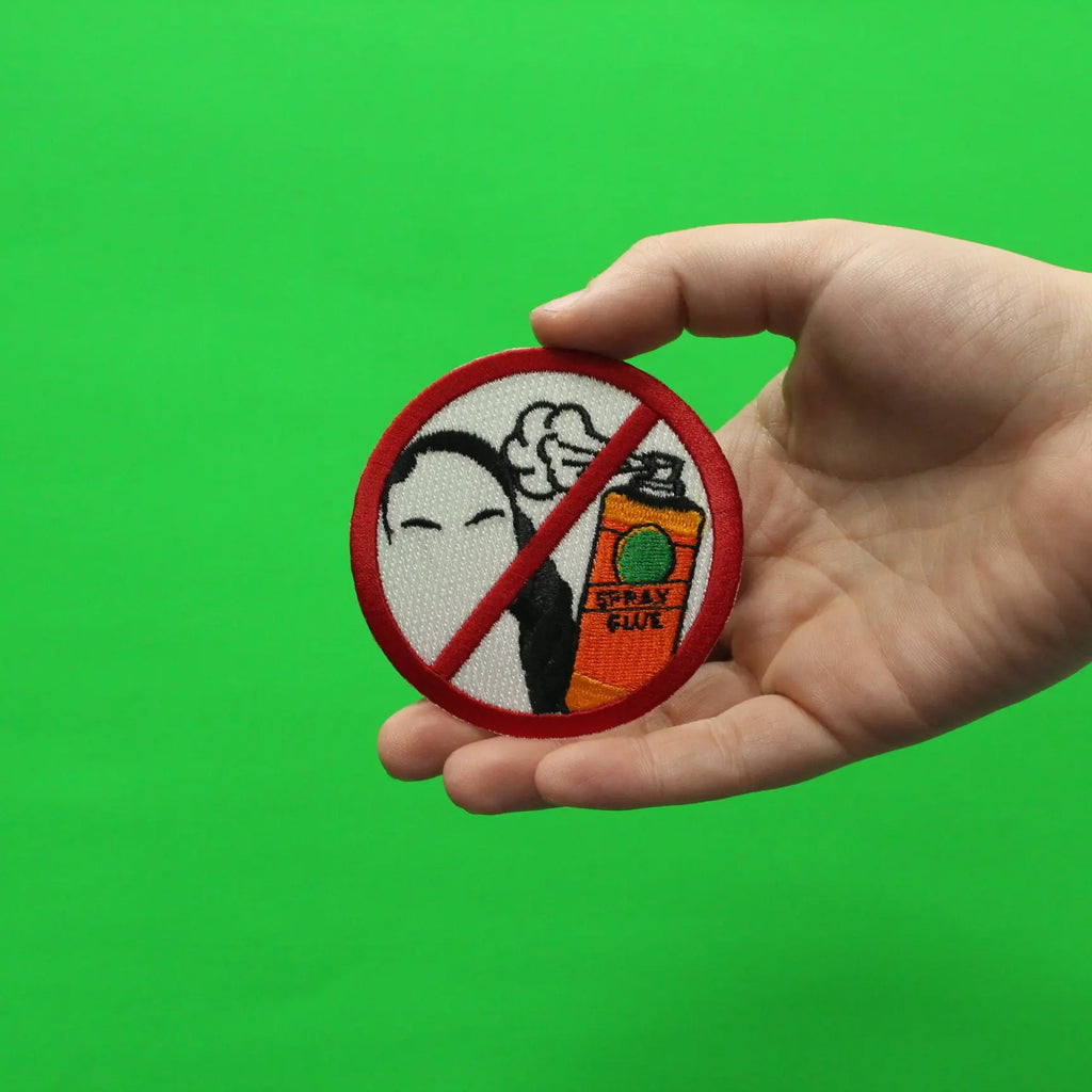 Don't Spray In Hair Spray Glue Meme Iron On Embroidered Patch 
