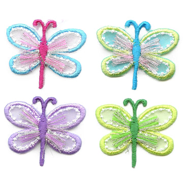 Pastel Dragonflies Combo Embroidered Iron On Patches 