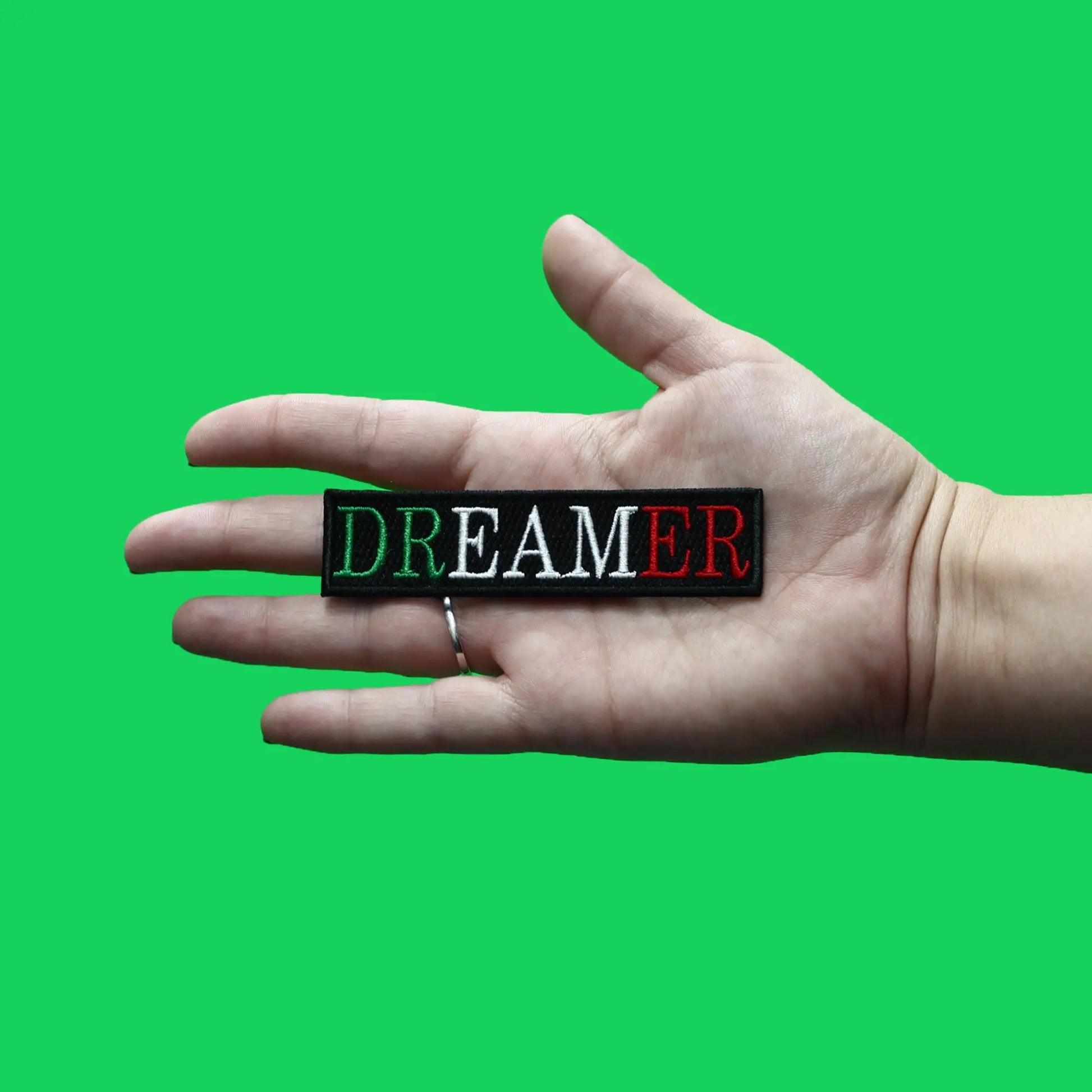 Dreamer Green White Red Patch Mexico Flag Theme Embroidered Iron On 