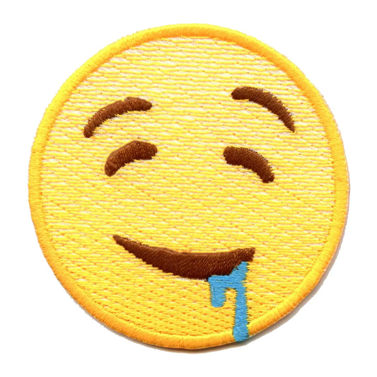 Drooling Emoji Iron On Embroidered Patch 