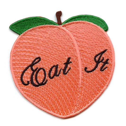 Eat It Peach Embroidered Iron On Patch 