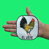 El Jefe Chicken Rooster Patch Mexican Farm Animals Embroidered Iron On