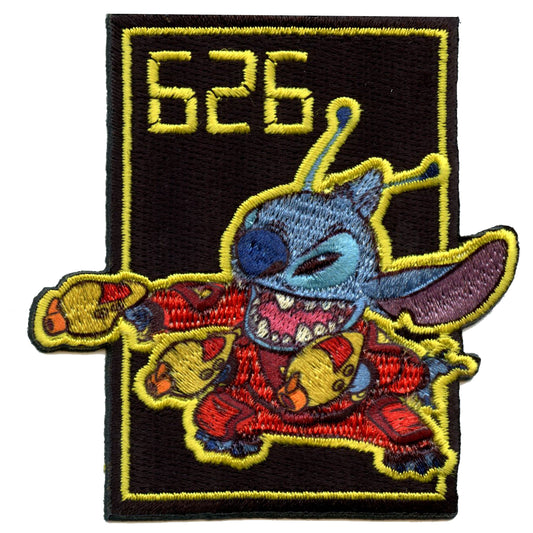 Lilo with Cartoon Stitch with Guns Embroidered 3.5 Tall Iron on Patch