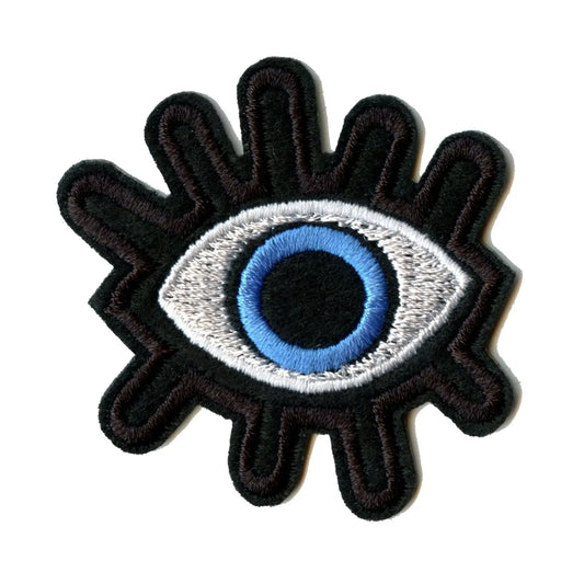 Blue Eye With Lashes Embroidered Iron On Patch 